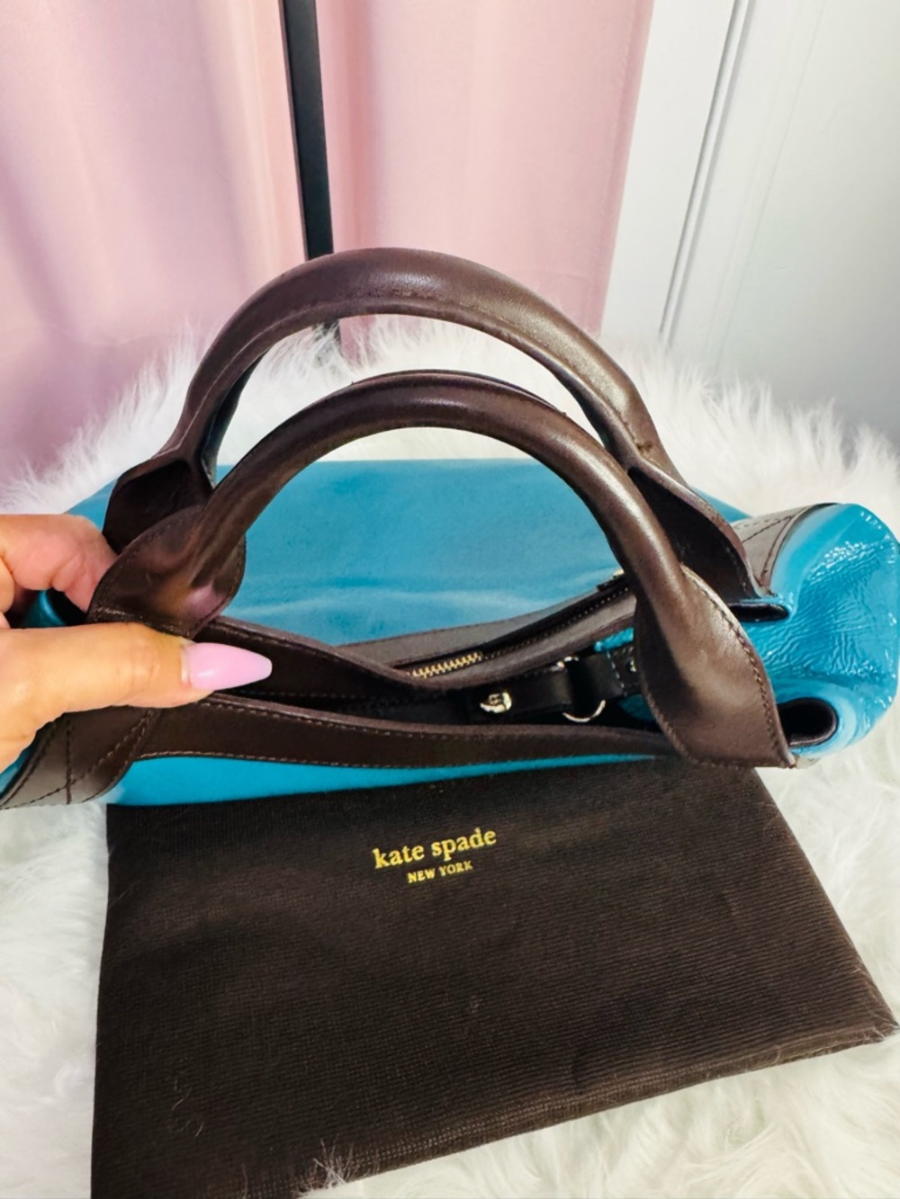 Kate Spade ♠️ Turquoise & Brown RARE combo color - Picture 14 of 15